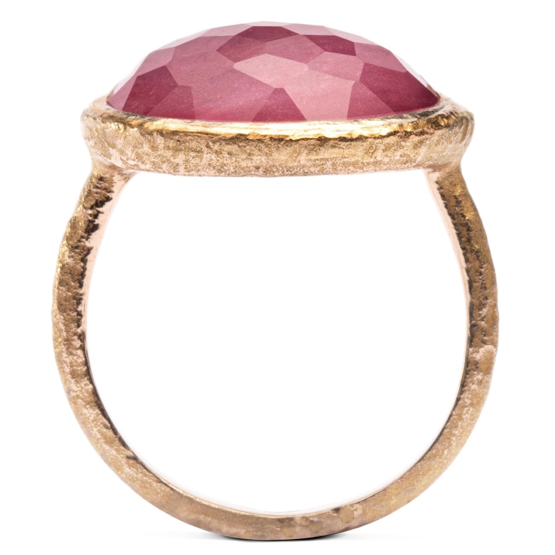 Women's Alex Jona Quartz Ruby 18 Karat Rose Gold Ring For Sale