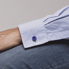 Alex Jona Red and Blue Sterling Silver Button Cufflinks