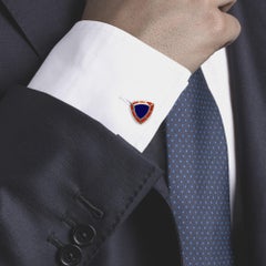 Alex Jona Red Blue Enamel Sterling Silver Cufflinks