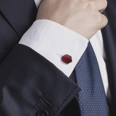 Gemelos de plata de ley con esmalte rojo Alex Jona