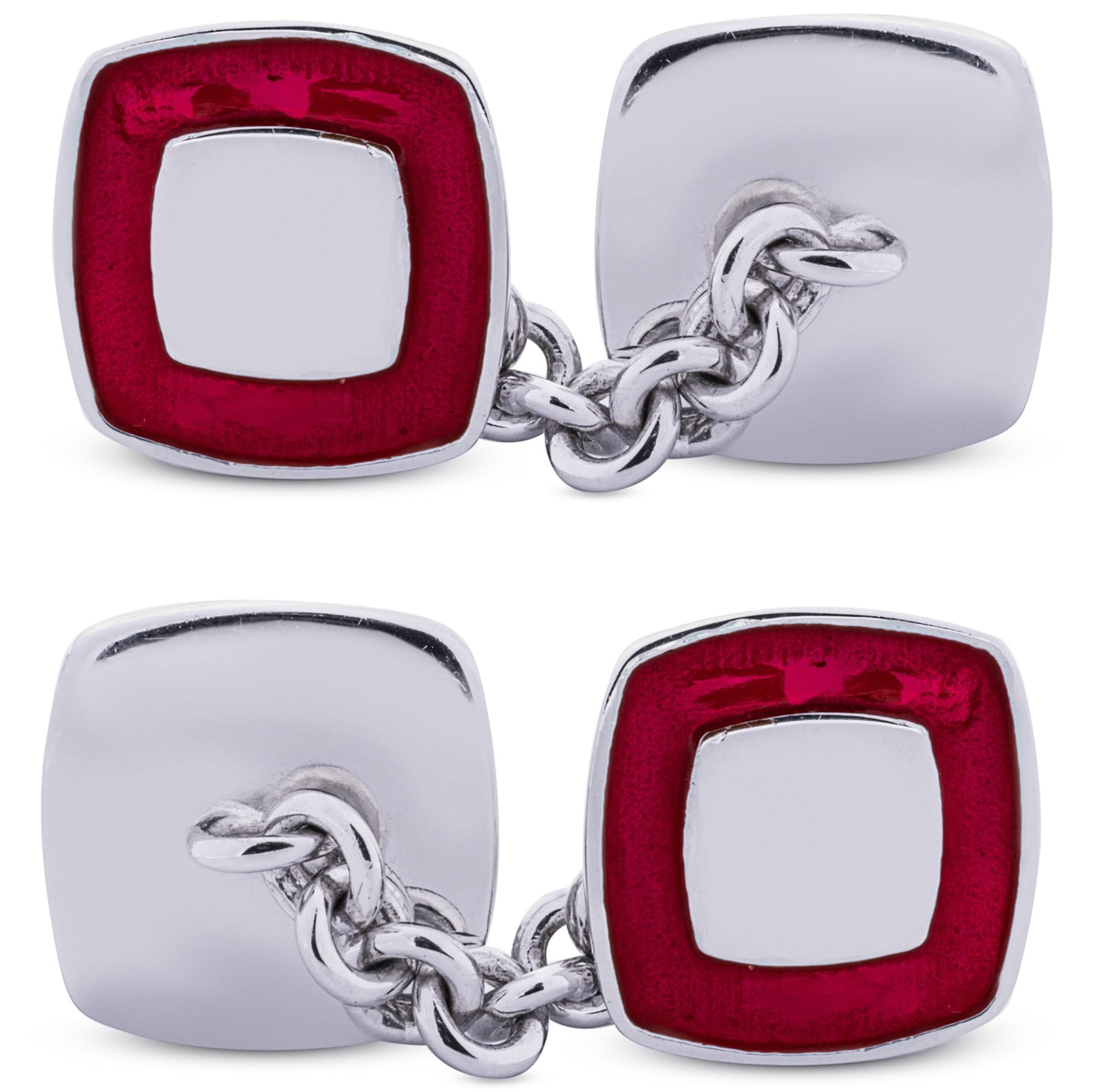 Gemelos de plata de ley con esmalte rojo Alex Jona en Nuevo estado para la venta en Lugano, CH