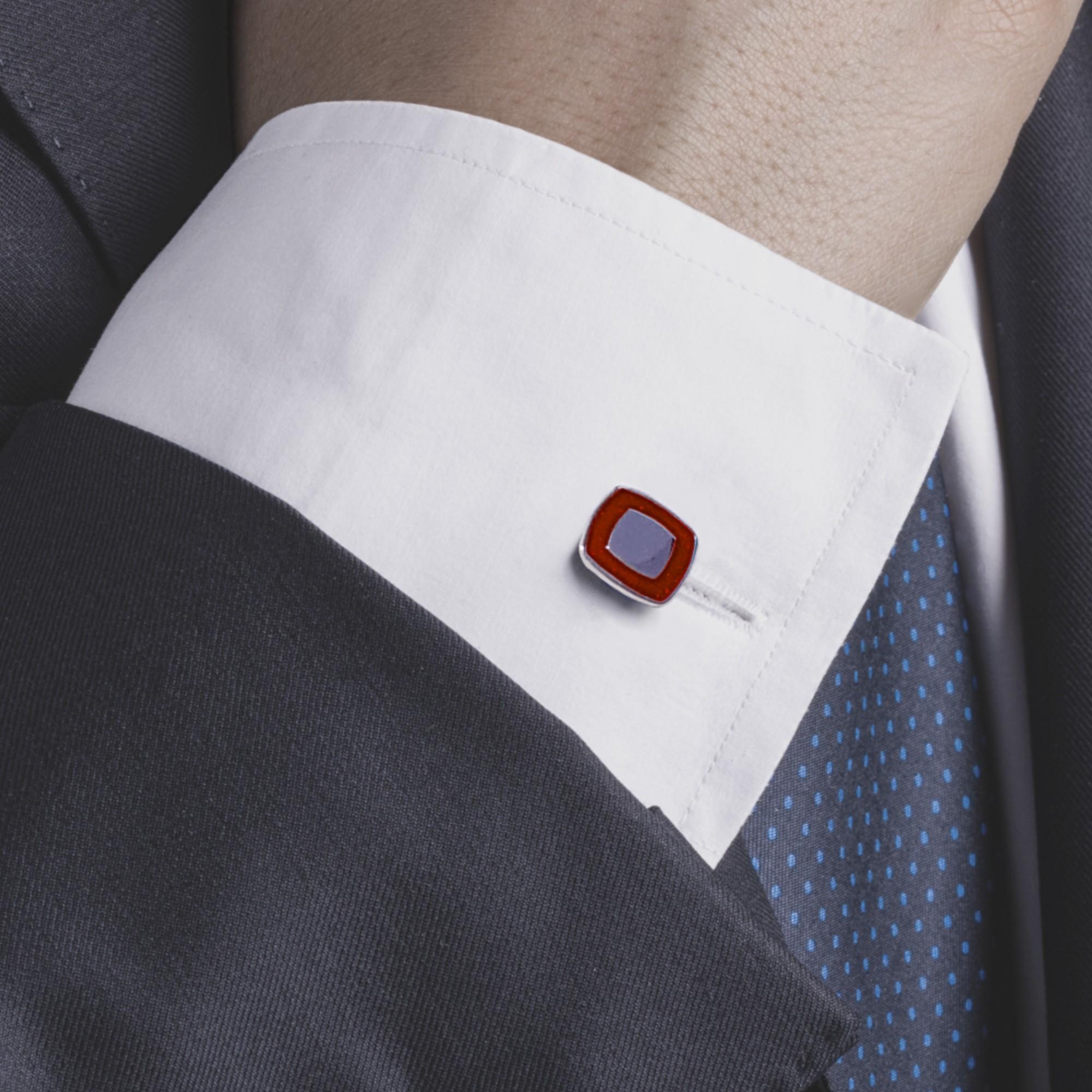 Femenino o masculino Gemelos de plata de ley con esmalte rojo Alex Jona en venta