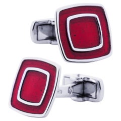 Alex Jona Red Enamel Sterling Silver Cufflinks