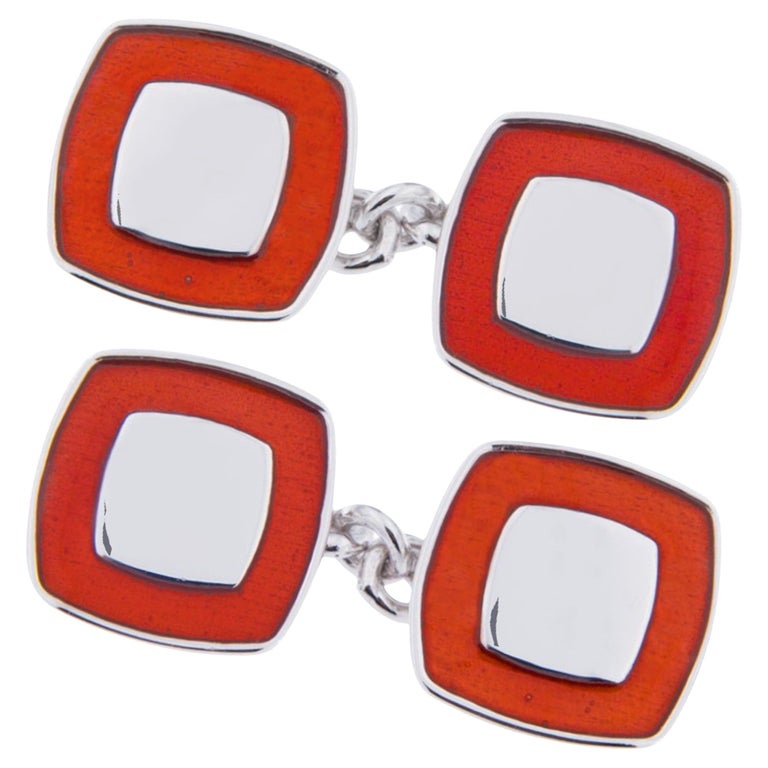Boutons De Manchette En Argent Sterling émaillé Bleu - Marque A.Sulka Deakin & Francis - Occasion Vintage élégant