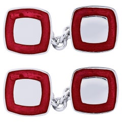 Gemelli in argento con smalto rosso di Alex Jona