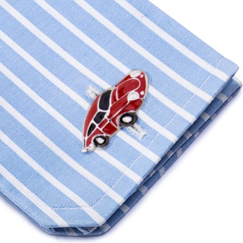 Alex Jona Porsche Manschettenknöpfe aus roter Emaille und Sterlingsilber Damen im Angebot