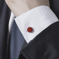 Alex Jona Rote Jaspis-Knoten Sterling Silber Manschettenknöpfe