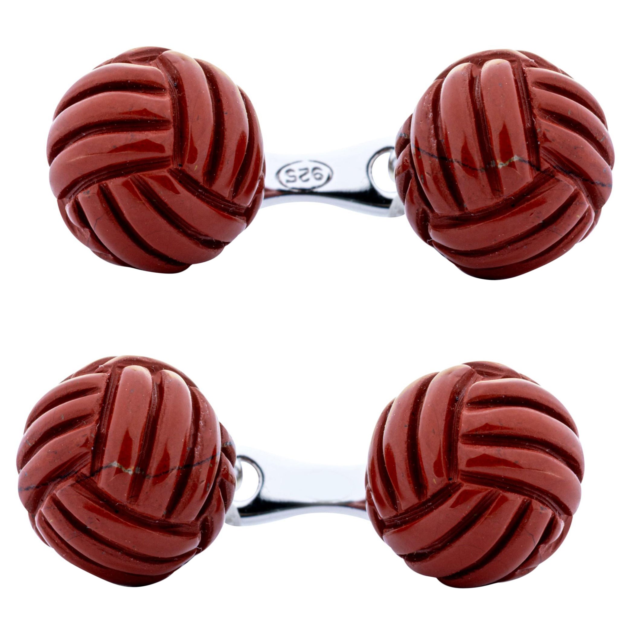 Alex Jona Red Jasper Knot Sterling Silver Cufflinks