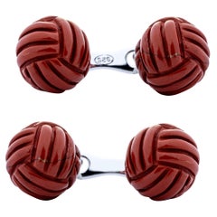 Gemelli in argento Alex Jona con nodo in diaspro rosso