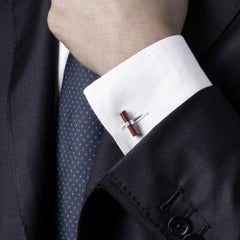 Alex Jona Red Jasper Sterling Silver Cylindrical Cufflinks