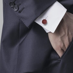 Alex Jona Sterling Silver Red Jasper Monkey's Fist Knot Cufflinks