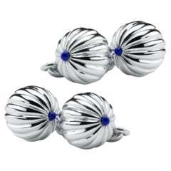 Alex Jona Rhodium-Plated Sterling Silver Lapis Cufflinks