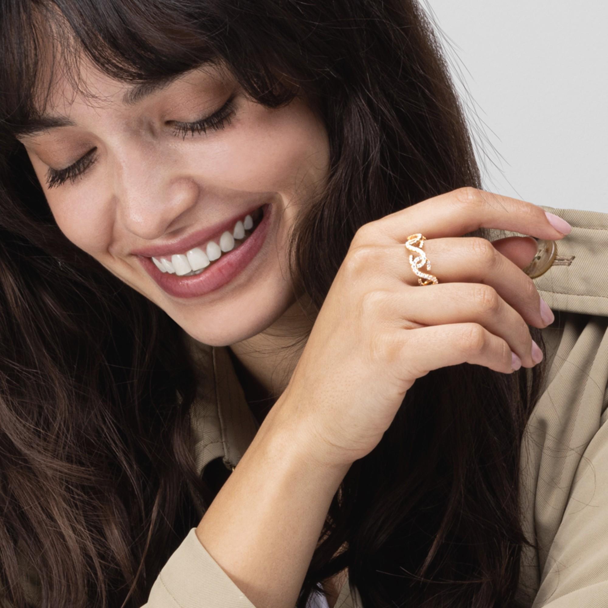 Alex Jona Riccioli, bague en or jaune 18 carats avec diamants blancs Neuf - En vente à Lugano, CH