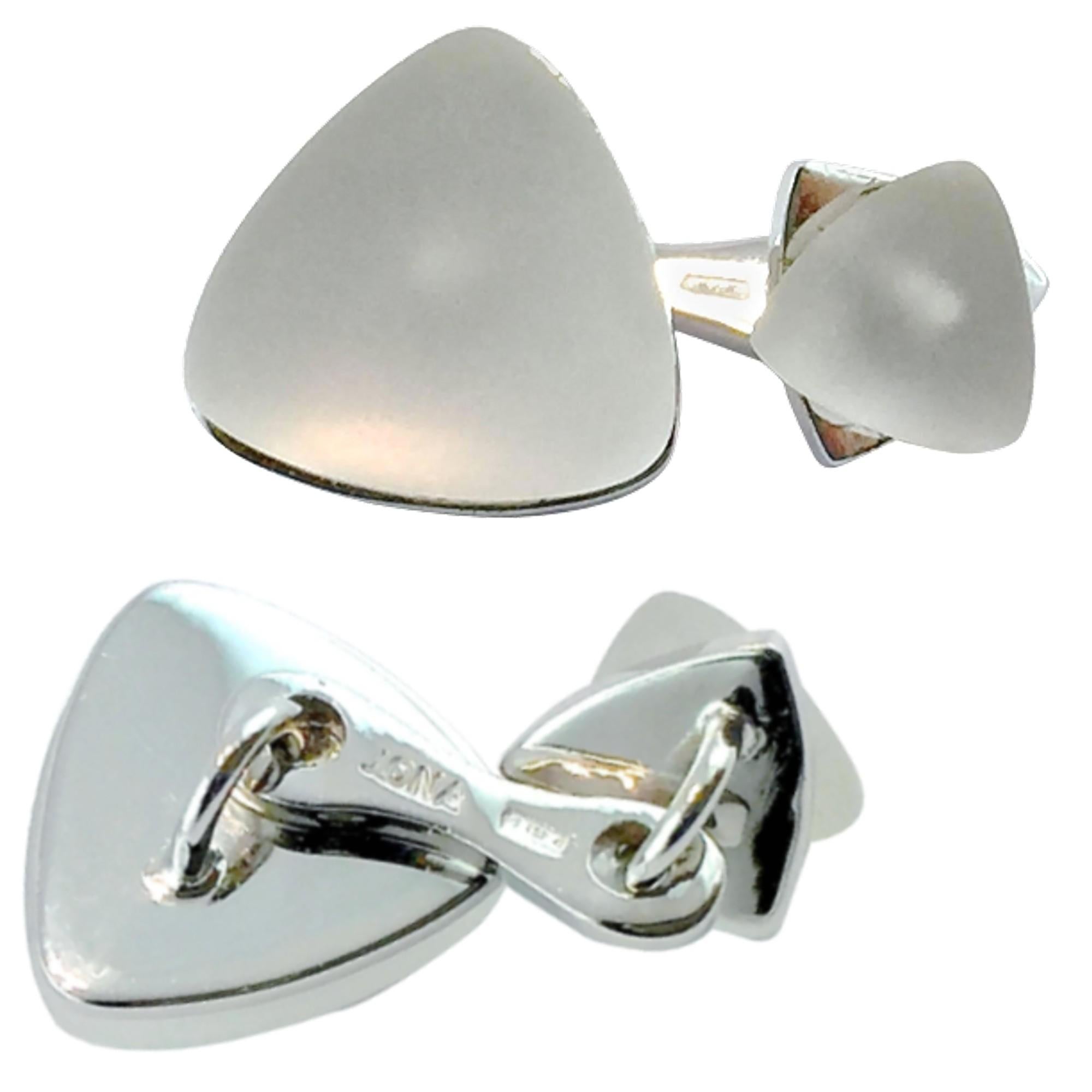 Trillion Cut Alex Jona Rock Crystal Geometric Sterling Silver Cufflinks For Sale