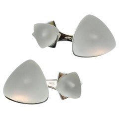 Gemelli in argento con cristalli di rocca geometrici di Alex Jona