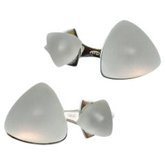 Used Alex Jona Rock Crystal Geometric Sterling Silver Cufflinks