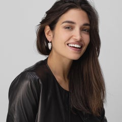 Alex Jona Rock Crystal White Diamond White Gold Cluster Drop Earrings