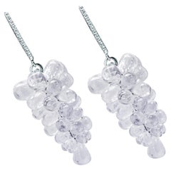 Vintage Alex Jona Rock Crystal White Diamond White Gold Cluster Drop Earrings