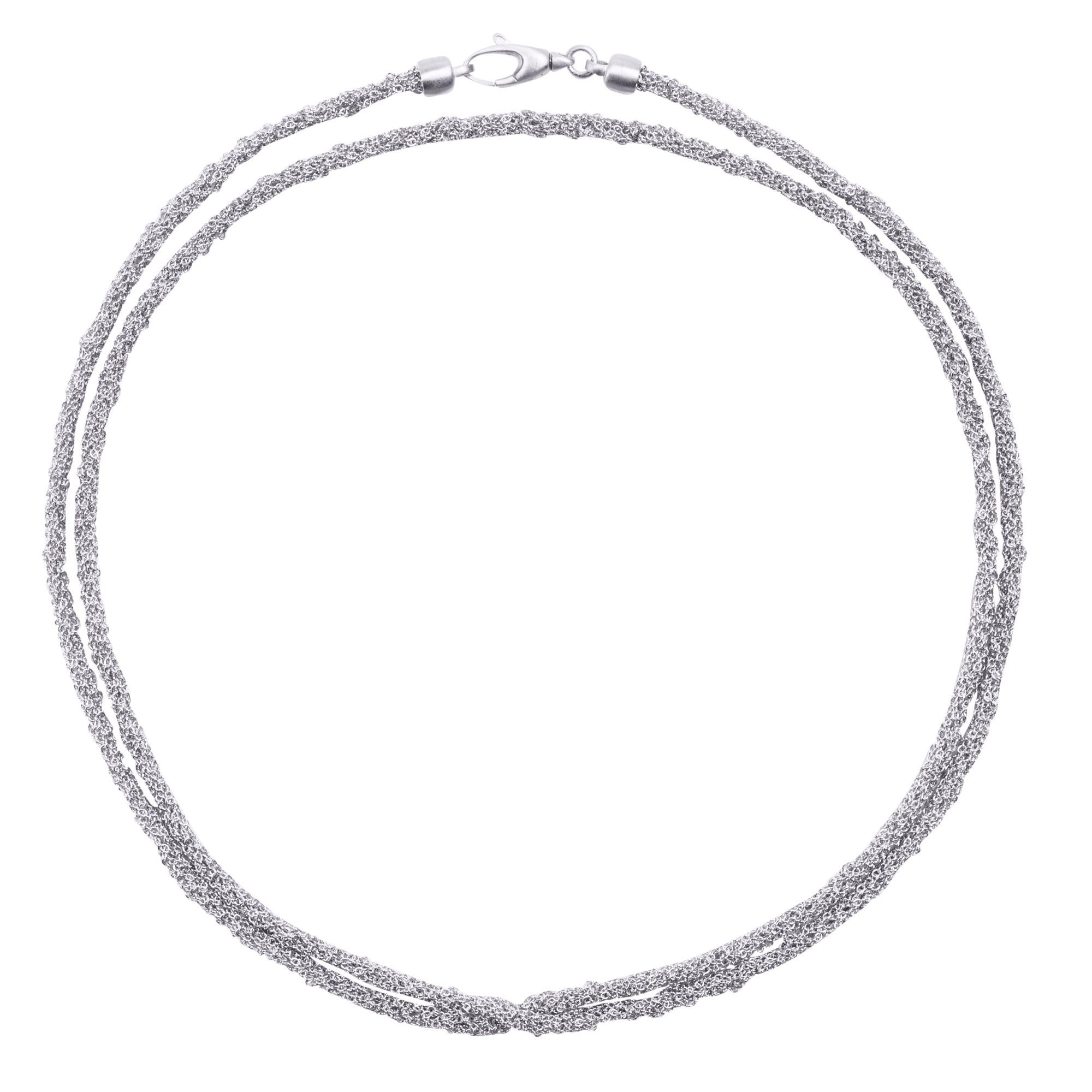 Contemporary Alex Jona Rodhium Plated Sterling Silver Woven Long Chain Necklace For Sale