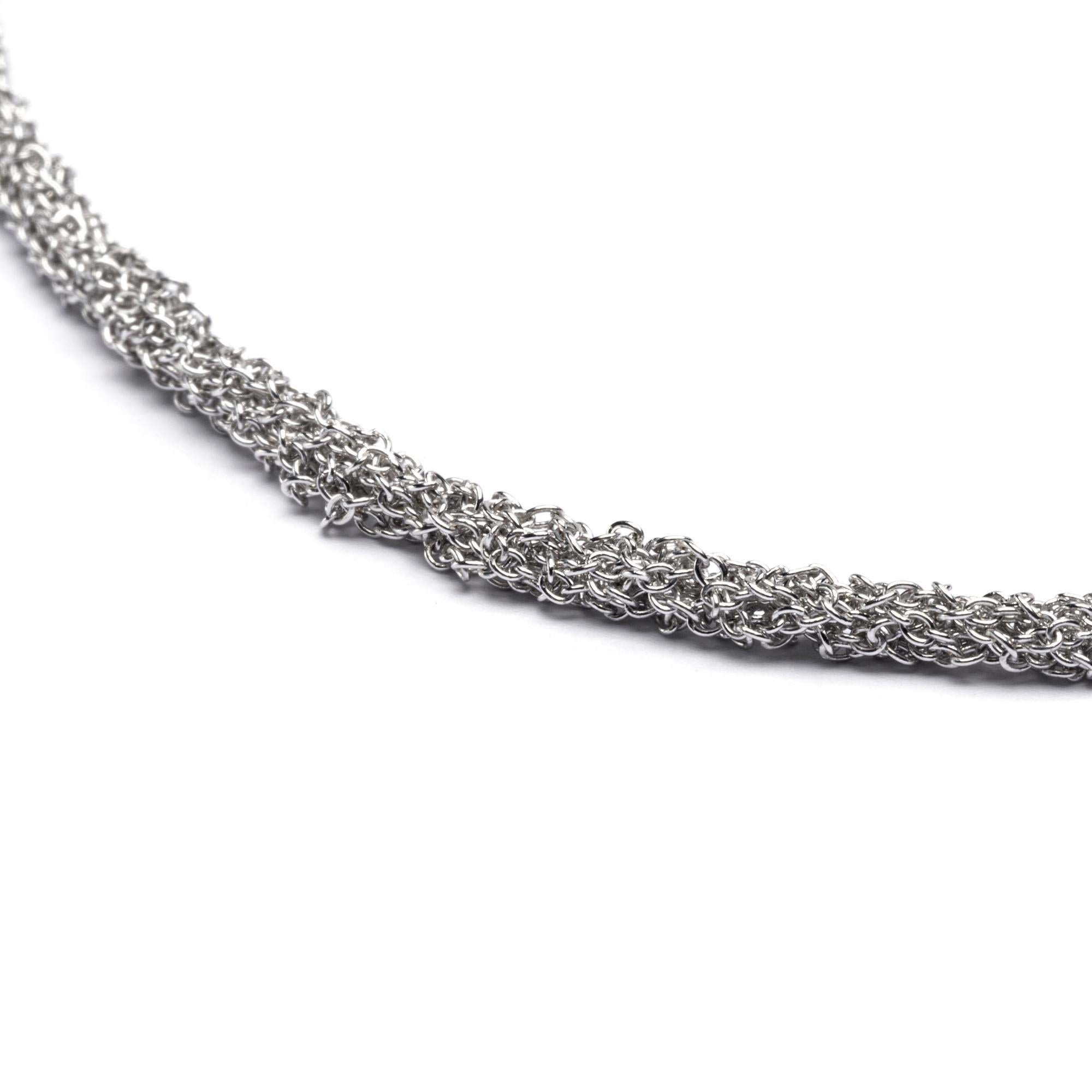 Alex Jona Rodhium Plated Sterling Silver Woven Long Chain Necklace For Sale 2