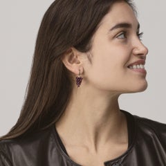 Alex Jona Rodolite Cluster & Tsavorite 18 Karat Yellow Gold Pendant Earring