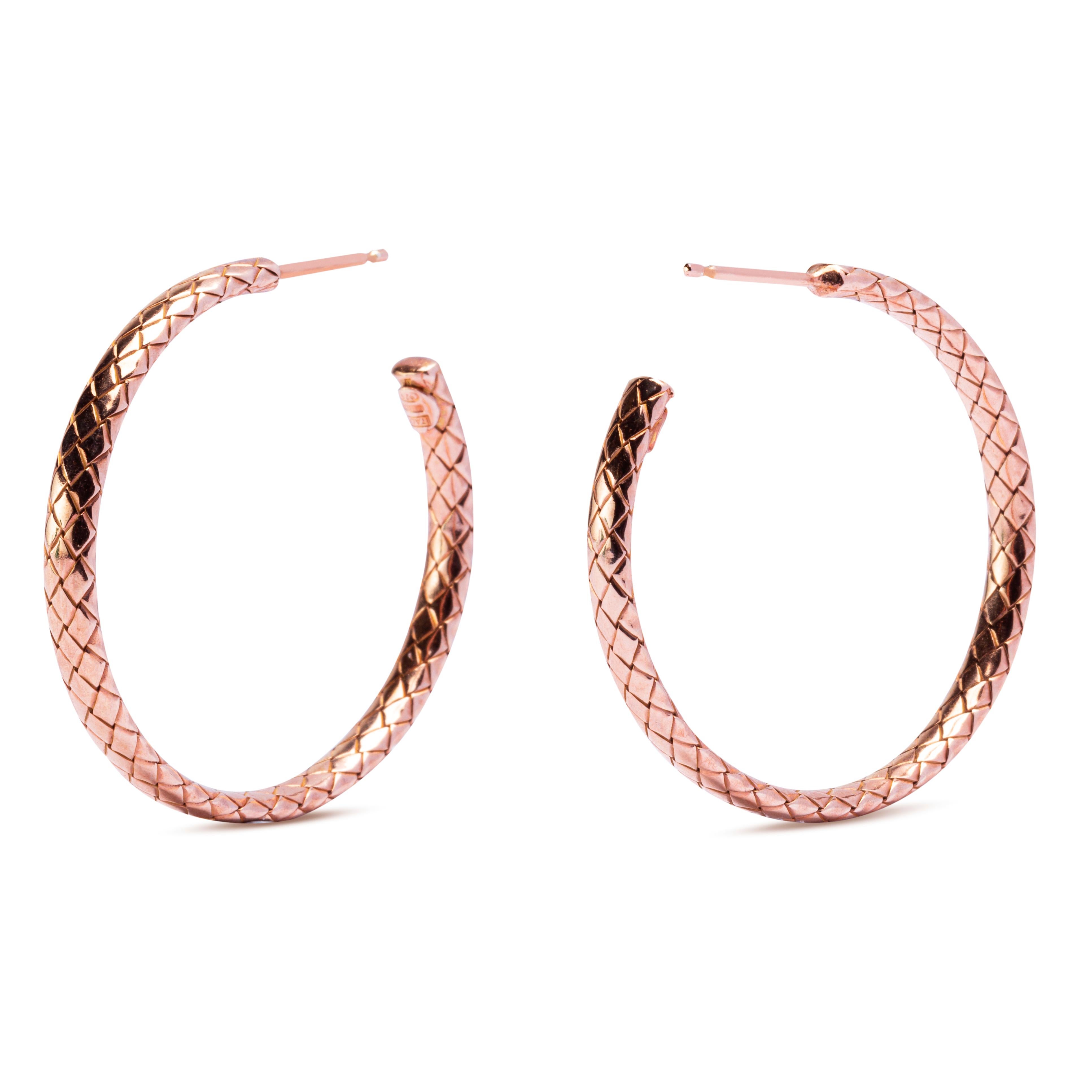 Alex Jona Rose Gold-Plated Sterling Silver Wooven Hoop Earrings For Sale 1