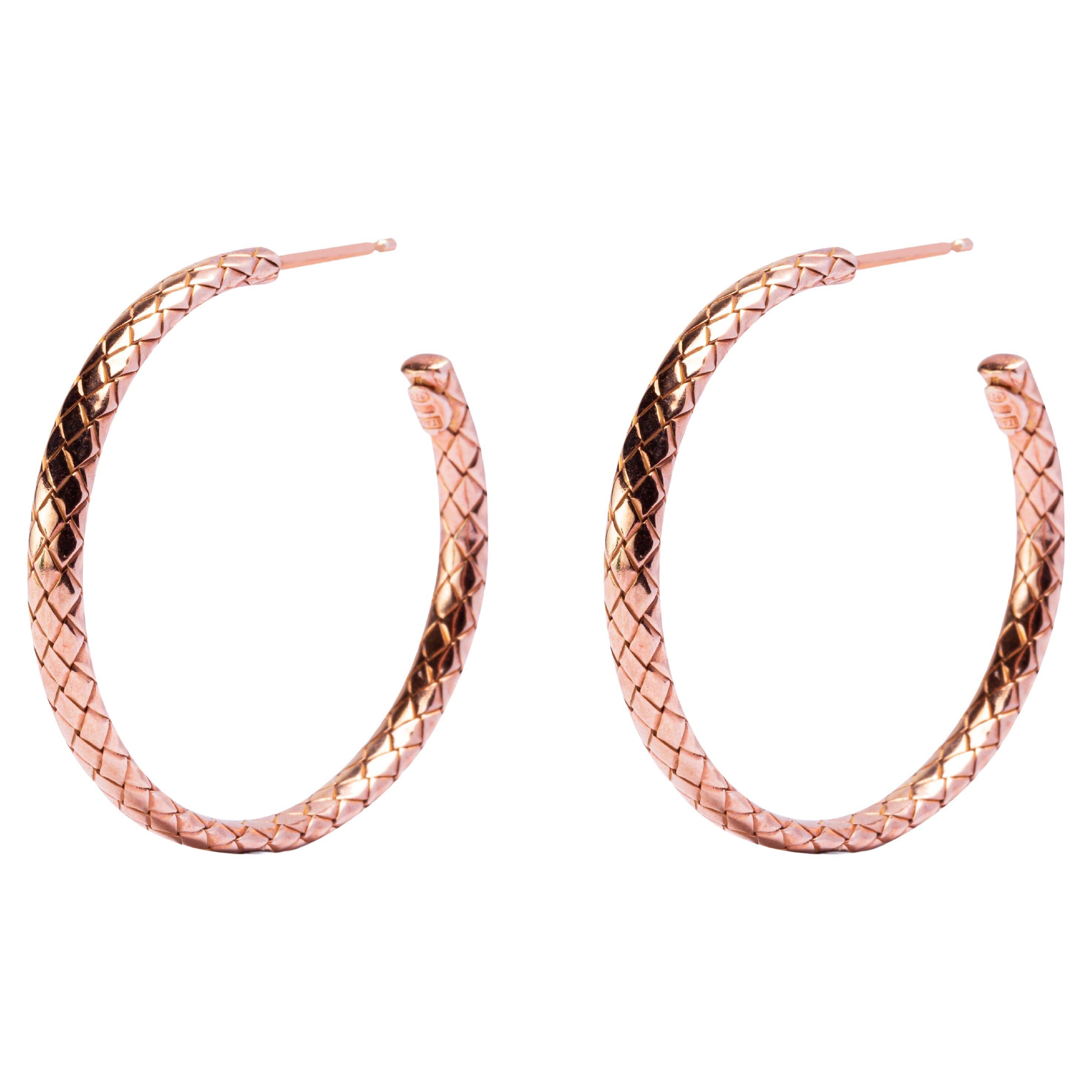 Alex Jona Rose Gold-Plated Sterling Silver Wooven Hoop Earrings For Sale