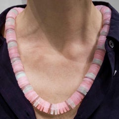 Alex Jona Rose Quartz Aquamarine Smoky Quartz Rondelle Necklace