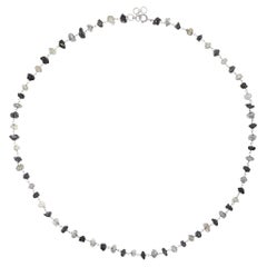 Alex Jona Rough Black and Grey Diamond Necklace in 18 Karat White Gold