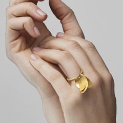 Alex Jona Rough Frosted Yellow Gold Multiple Leaves Ring