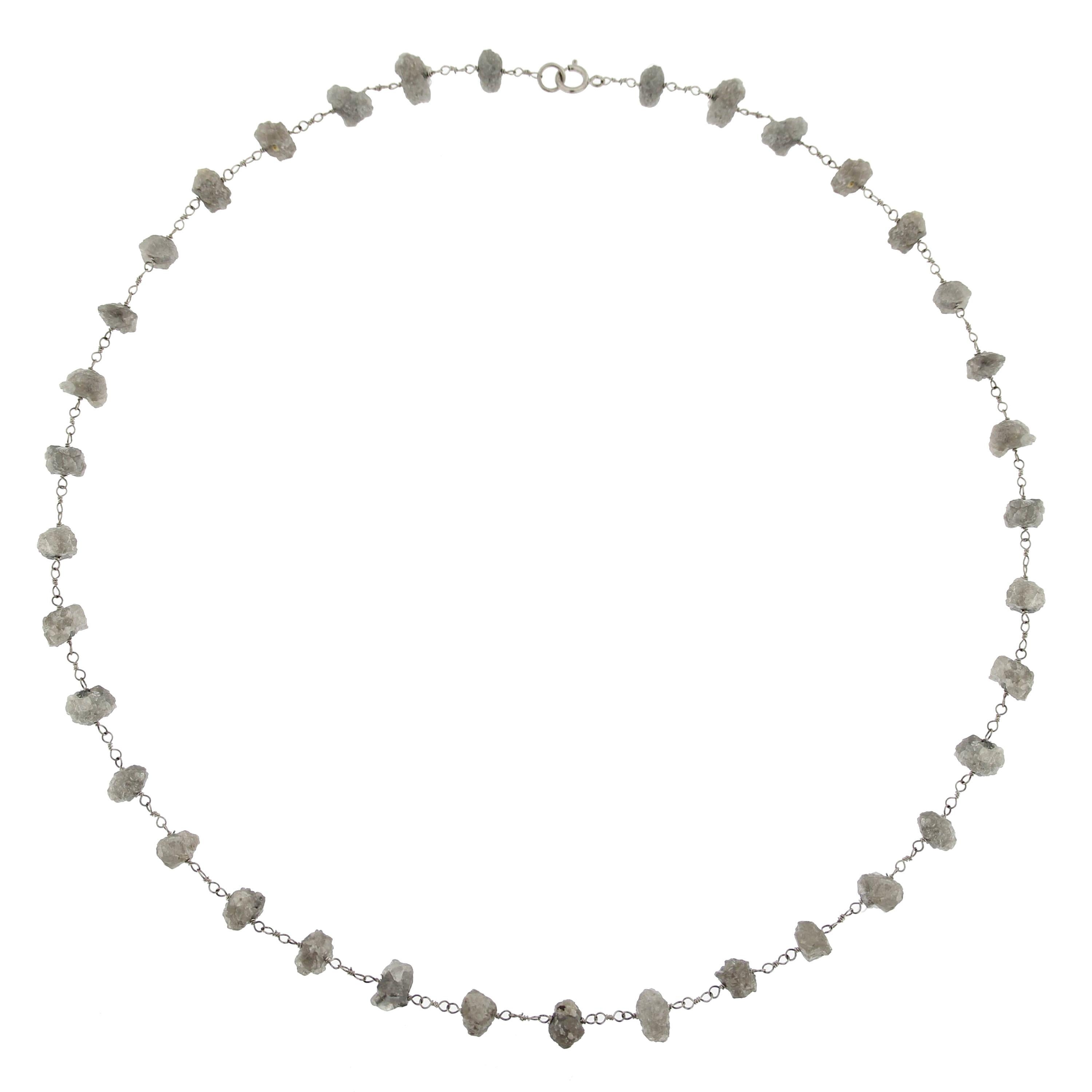 Alex Jona Diamante Gris Hielo en bruto Collar de oro blanco de 18 quilates