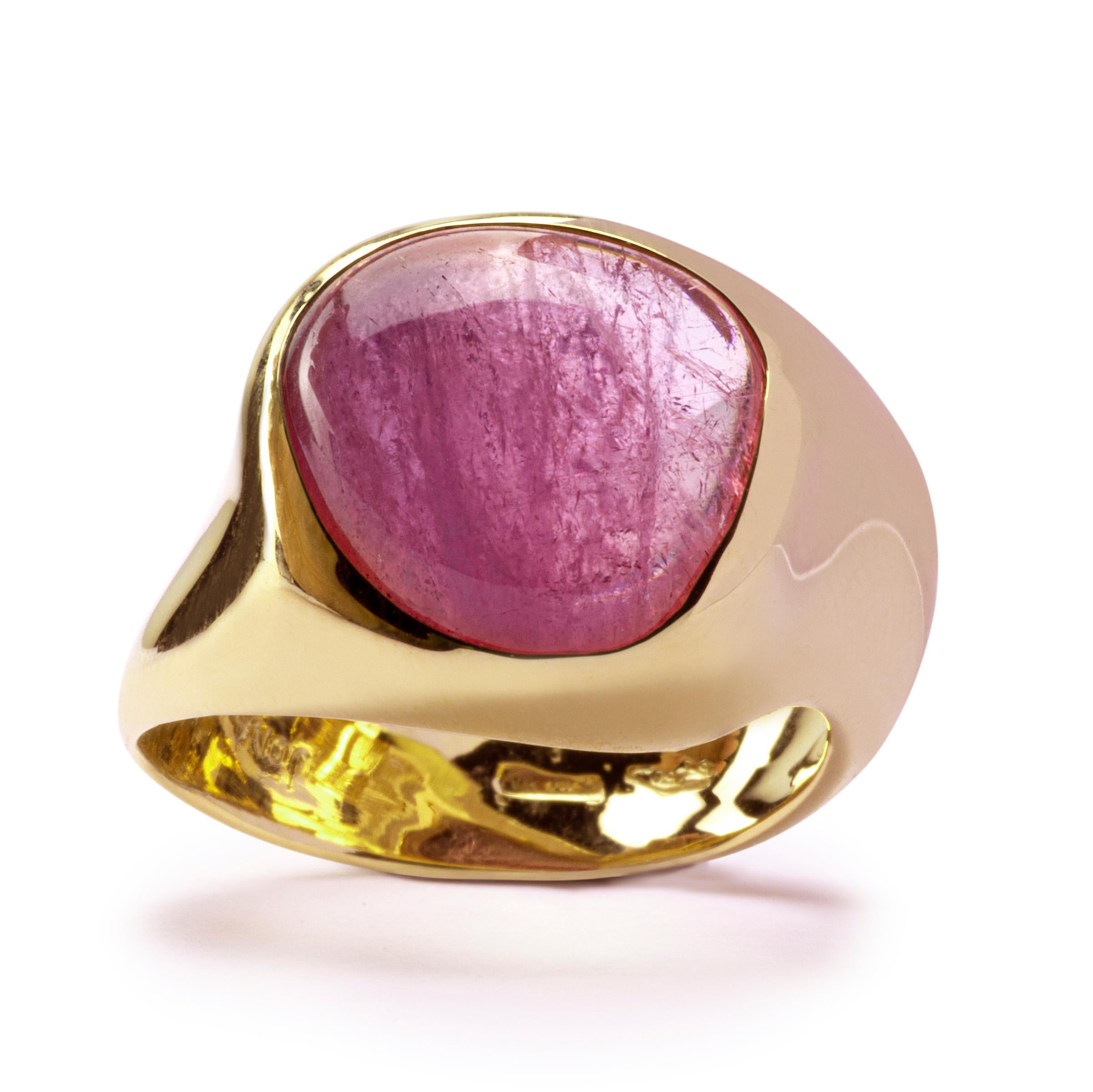 Alex Jona Rubelite Tourmaline 18 Karat Rose Gold Band Ring In New Condition For Sale In Lugano, CH