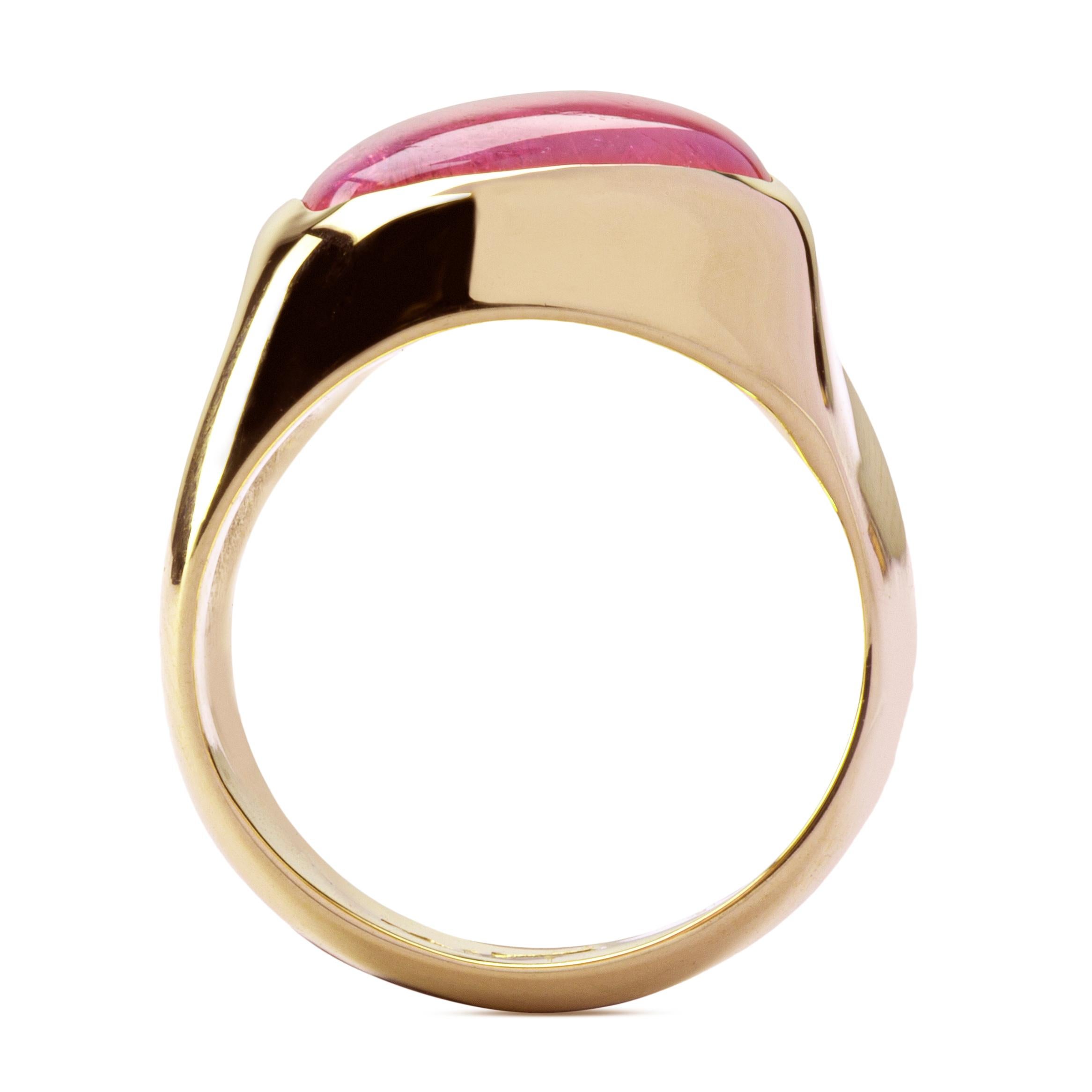 Alex Jona Rubelite Tourmaline 18 Karat Rose Gold Band Ring For Sale 1