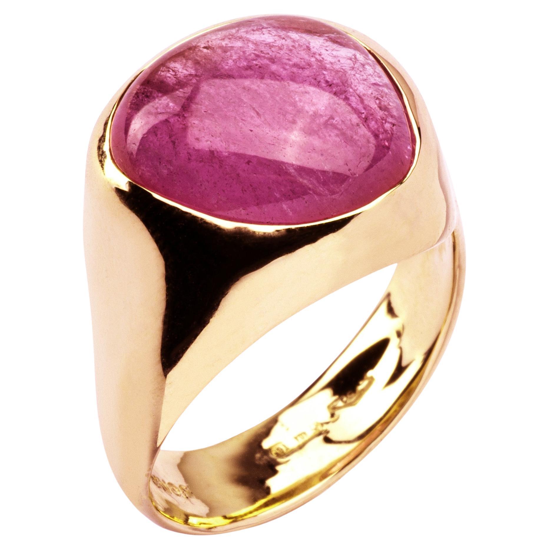 Alex Jona Rubelite Tourmaline 18 Karat Rose Gold Band Ring