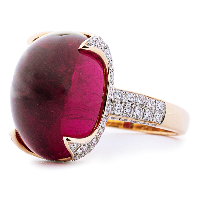 Alex Jona Bague en or blanc et jaune 18 carats avec tourmaline rubellite et diamants blancs en vente 2