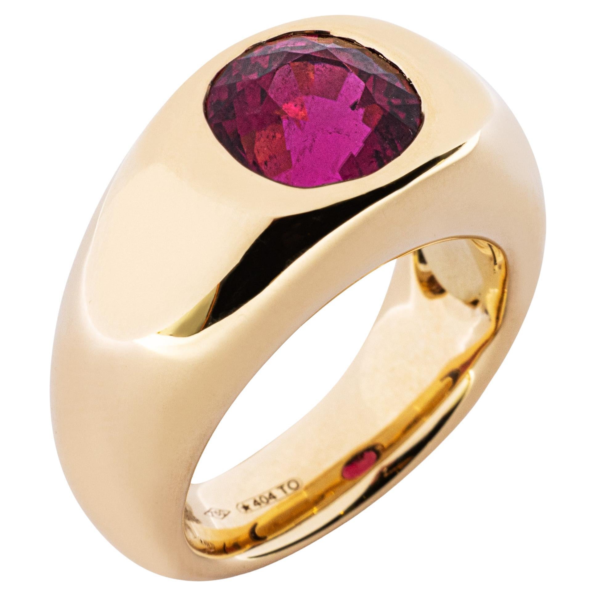 Alex Jona Rubellite 18 Karat Yellow Gold Ring Band