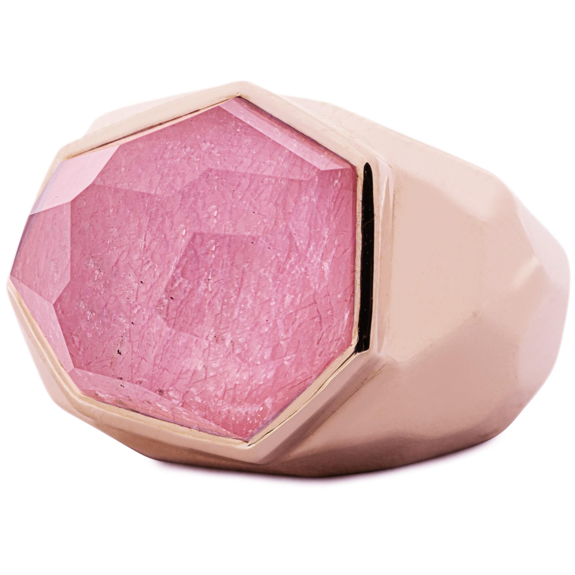 Alex Jona Rubellite Quartz 18 Karat Rose Gold Dome Ring In New Condition For Sale In Lugano, CH
