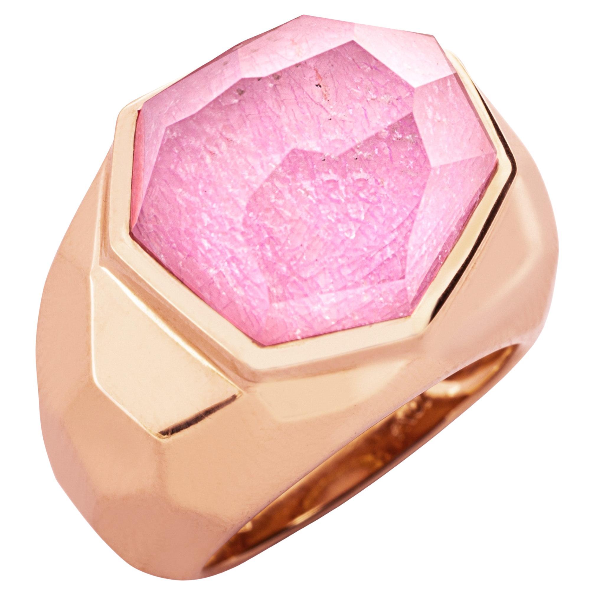 Alex Jona Rubellite Quartz 18 Karat Rose Gold Dome Ring