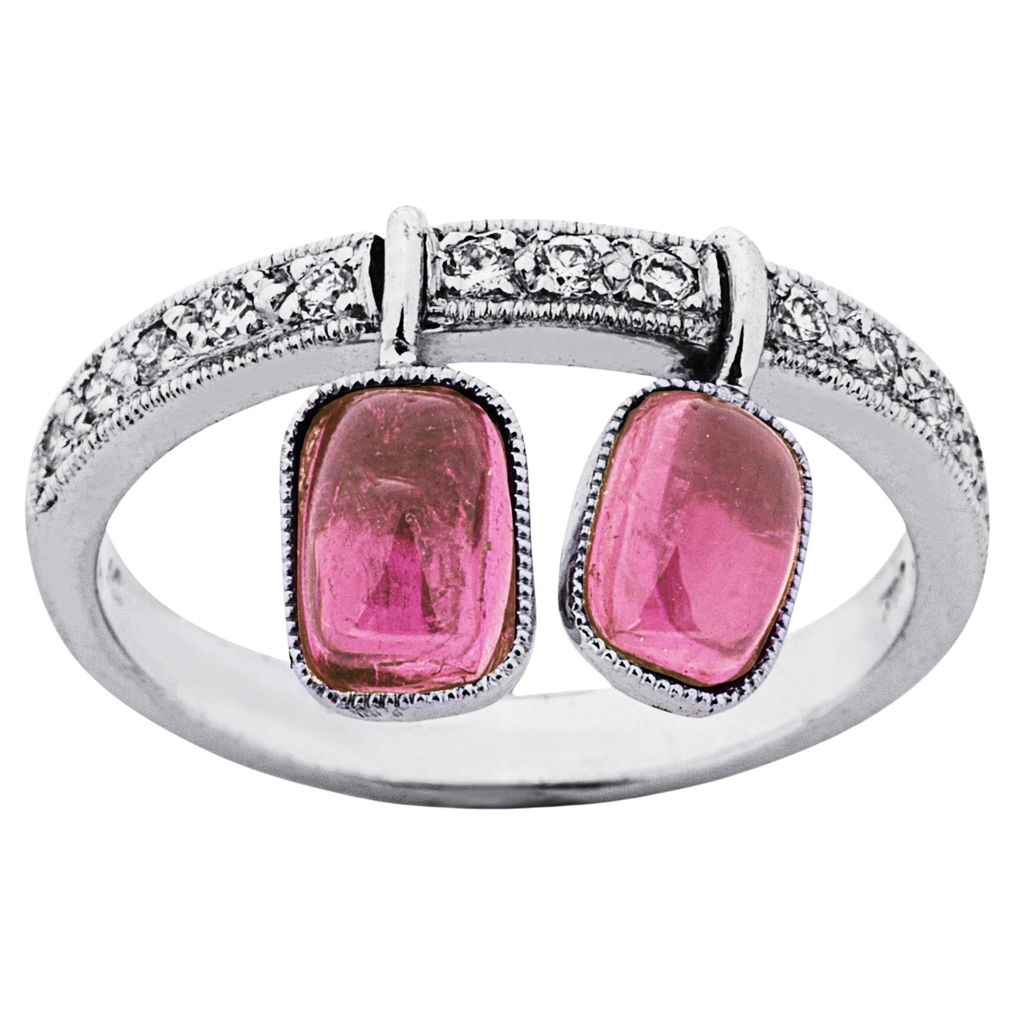 Alex Jona Ring aus 18 Karat Weißgold mit rosa Turmalin und weißem Diamant