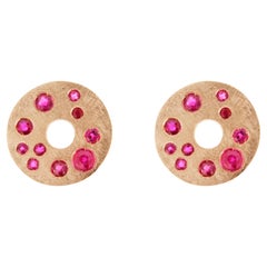 Alex Jona Ruby 18 Karat Brushed Pink Gold Stud Earrings