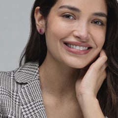 Alex Jona Quadratische Ohrringe, Rubin 18 Karat Weißgold