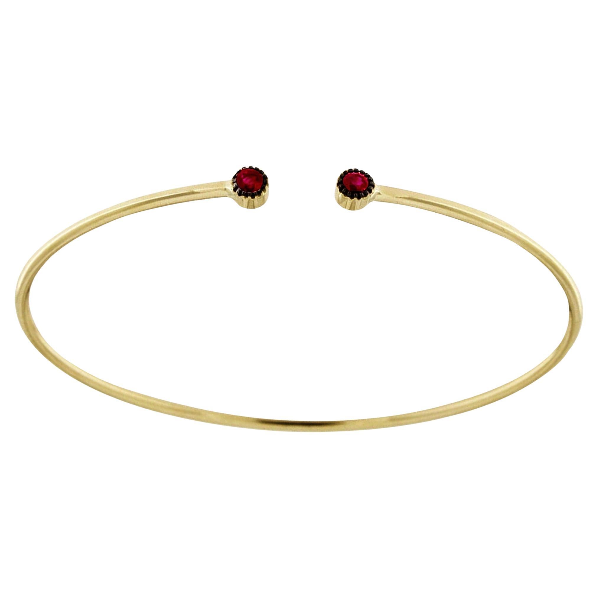 Alex Jona Bracelet jonc en or jaune 18 carats et rubis