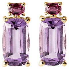 Alex Jona Ruby Amethyst 18 Karat Yellow Gold Earrings