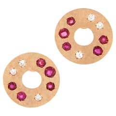 Alex Jona Ruby Diamond 18 Karat Rose Gold Stud Earrings