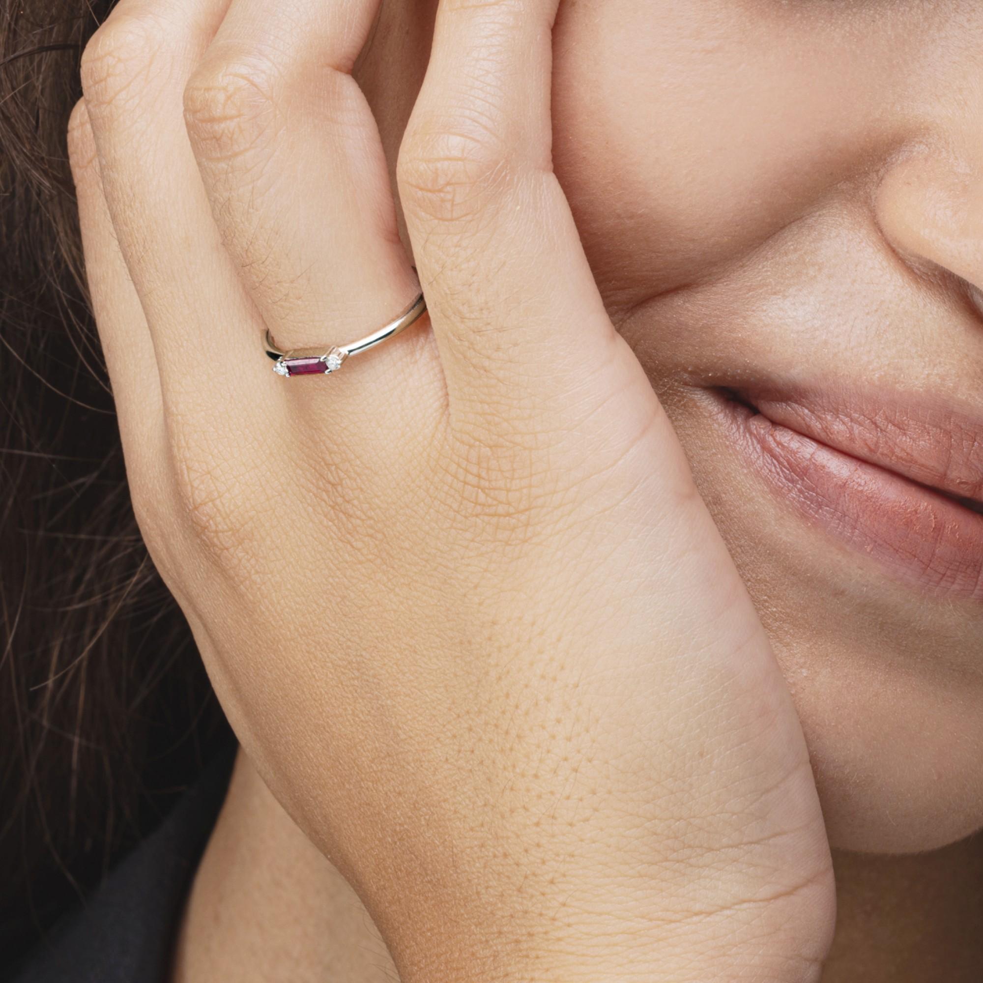Women's Alex Jona Ruby White Diamond 18 Karat White Gold Ring For Sale