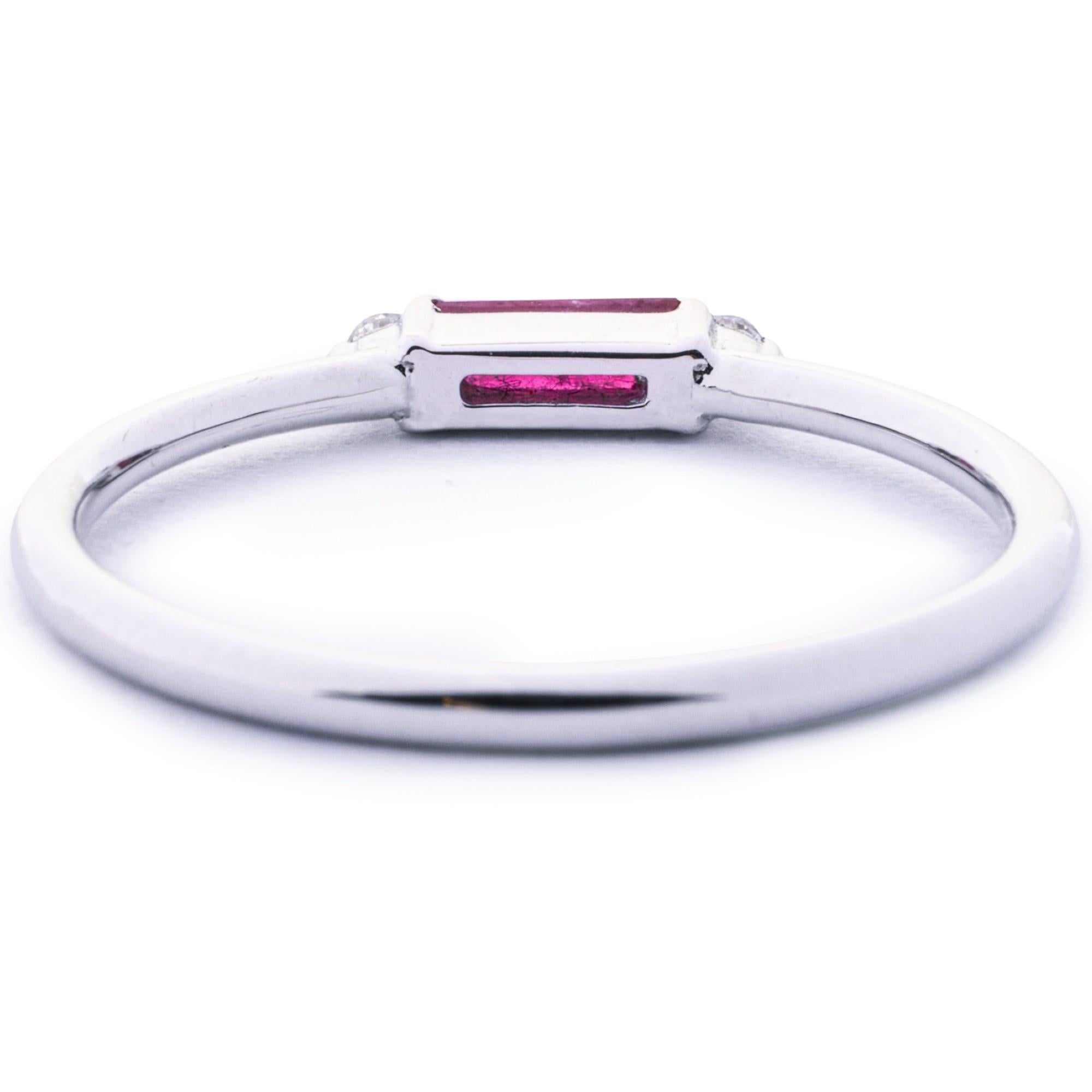 Alex Jona Ruby White Diamond 18 Karat White Gold Ring For Sale 2