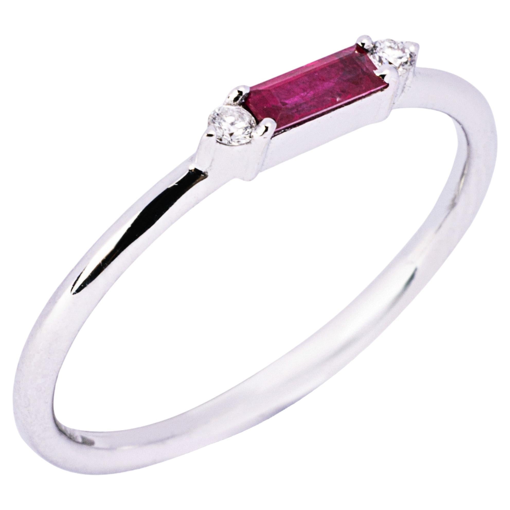 Alex Jona Ruby White Diamond 18 Karat White Gold Ring For Sale