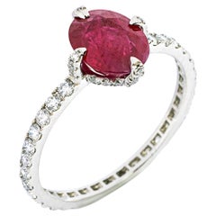 Alex Jona Ruby White Diamond 18 Karat White Gold Solitaire Ring
