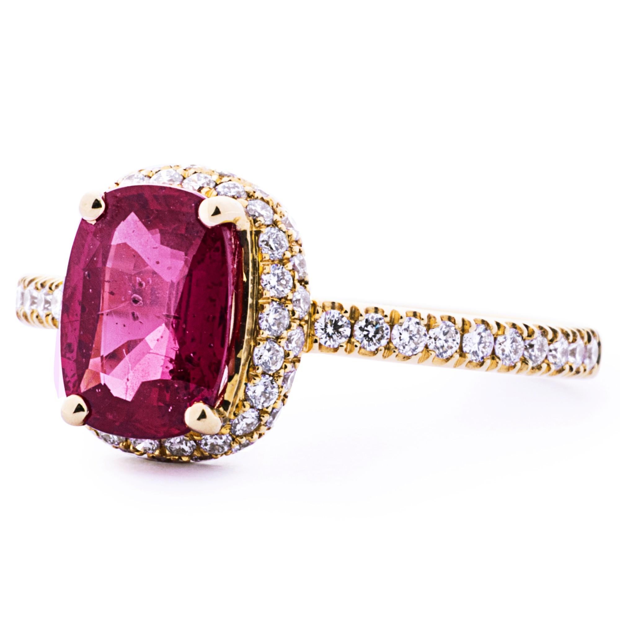 Alex Jona Ruby White Diamond 18 Karat Yellow Gold Solitaire Ring In New Condition For Sale In Torino, IT