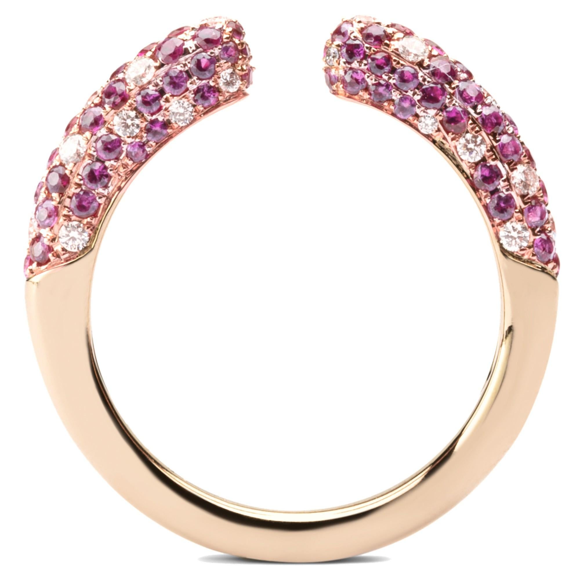 Alex Jona Ruby White Diamond Rose Gold Ring In New Condition For Sale In Torino, IT